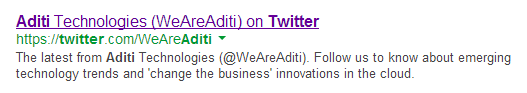 Aditi Technologies Twitter profile In Search Results