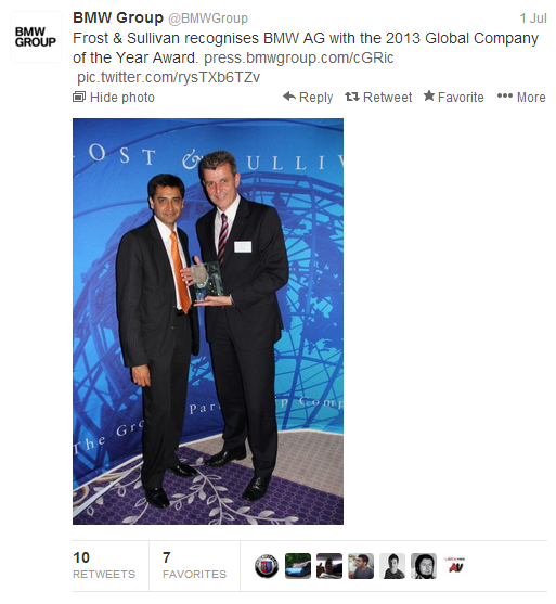 BMW-Company Achievement Tweet Example