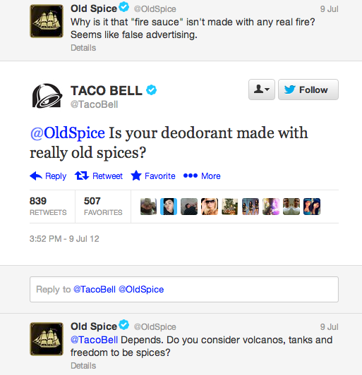 Taco Bell and Old Spice-Tweet with Other Company Example