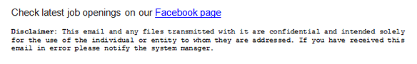 Utilize email signatures to promote your facebook career site