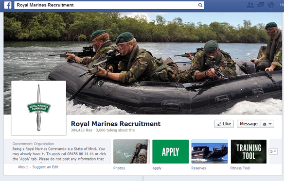 British Royal Marines recruiting page on Facebook