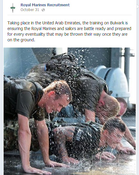 Example of excellent visual post by British Royal Marines Facebook recruiting page