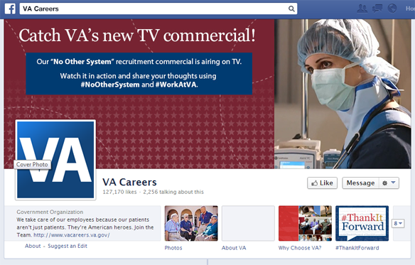 Veterans Affairs recruiting page on Facebook